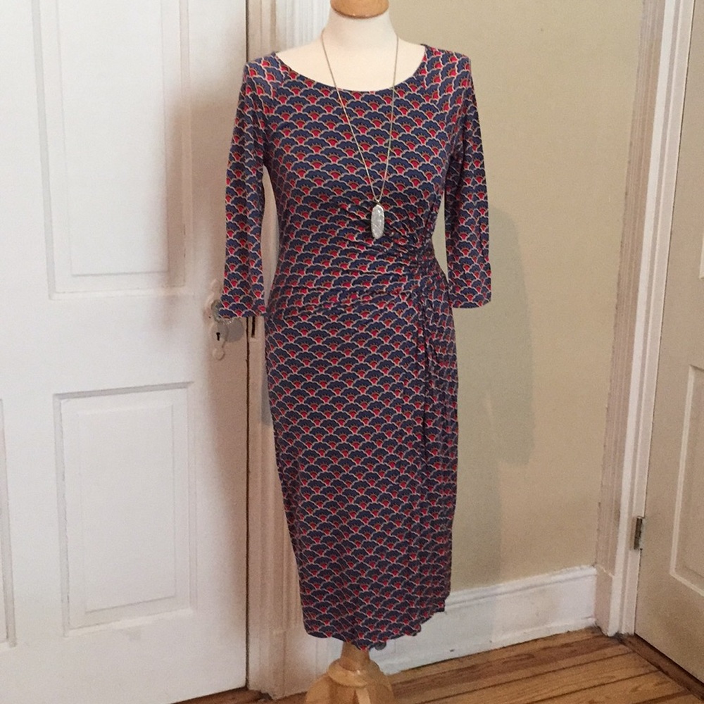 SOLD Boden ruched patterned dress 8 Long